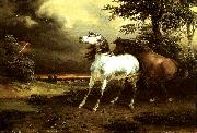 carle vernet chevaux effrayes par l'orage oil on canvas